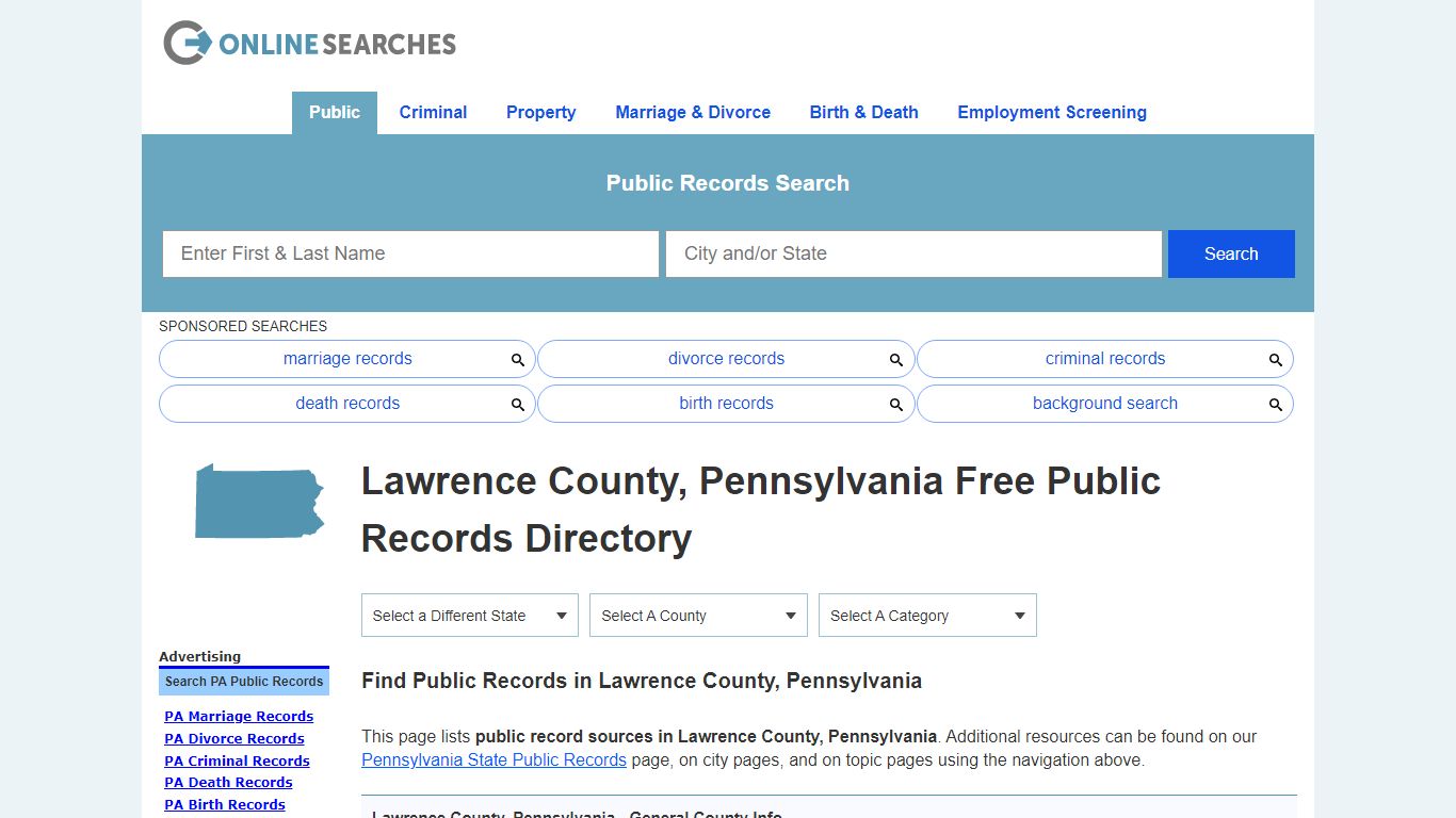 Lawrence County, Pennsylvania Public Records Directory