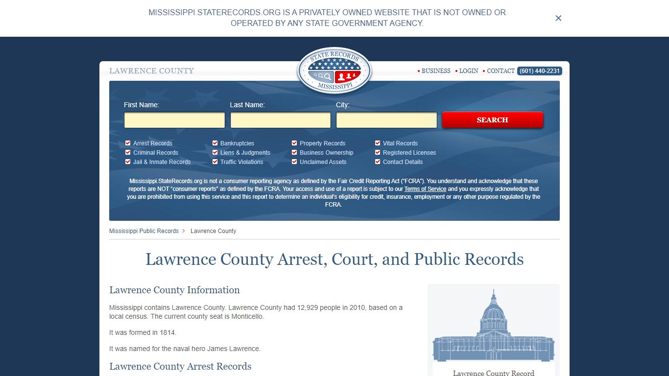 Lawrence County Arrest, Court, and Public Records